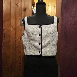 Women's Cider Black and White Trendy Classic Tweed Top